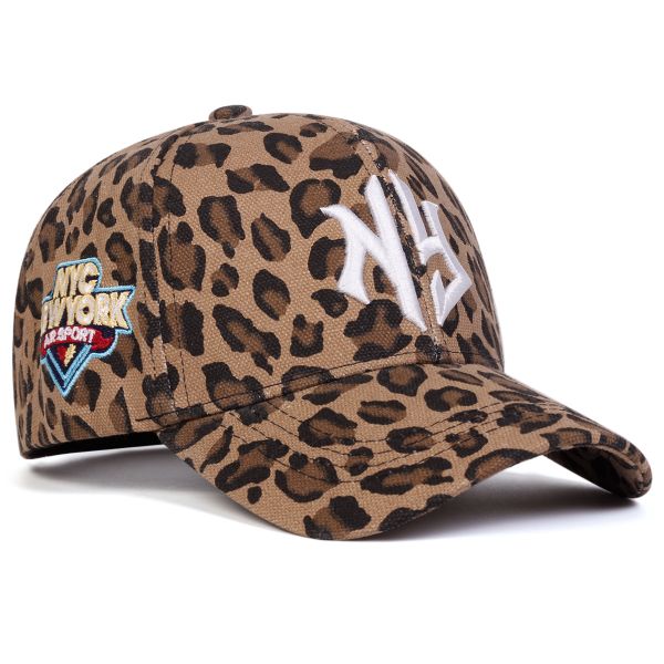 NY Embroidered Minimalist Leopard Print Baseball Cap