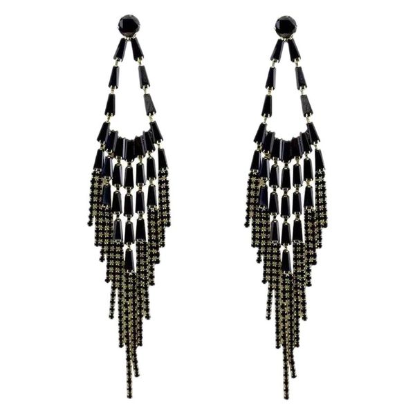 Sparkle Cubic Zirconia Crystal Long Dangle Statement Earrings for Women