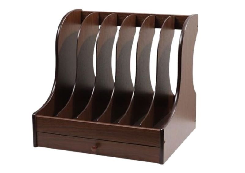 6 Slot Wooden File Folder Desktop Organizer