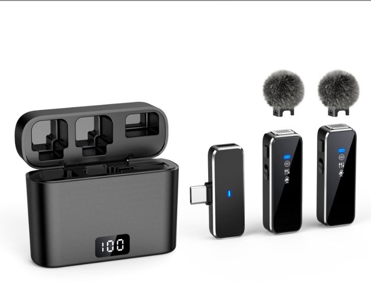 2 Lapel Microphones, Type-C Adapter, Windscreen