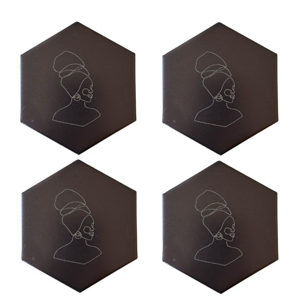 Mama Africa Coaster Set of 4 - with Thinly Drawn African Woman