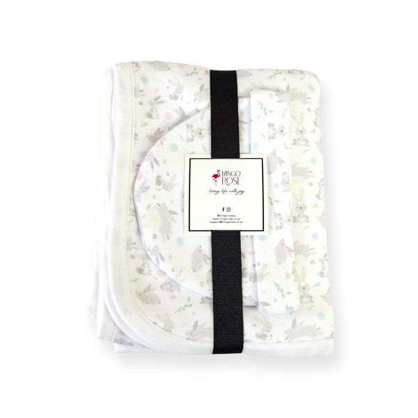Mingo Rose Bouncy Bunny Blanket &amp; Hat Gift Set
