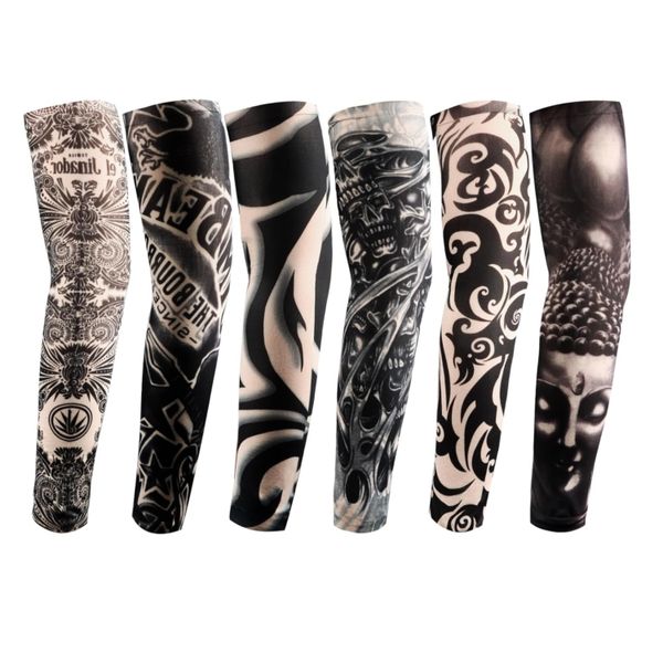 6-Pack Fake Tattoo Sleeves Sun Protection Breathable Arm Cover Sleeves