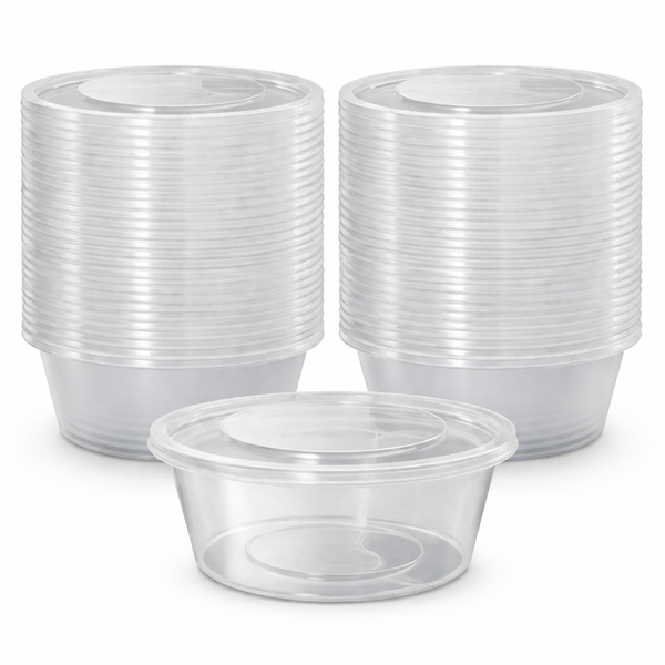 25 Pack 300ml Clear Plastic Food Containers with Lids