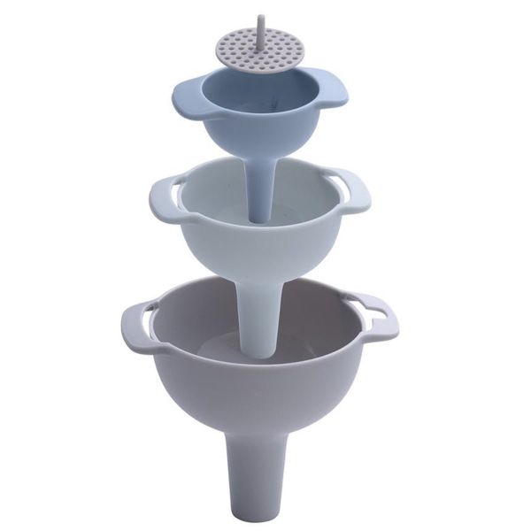 Pack of 4 Multifunctional Kitchen Funnel With Removable Strainer Filter Set