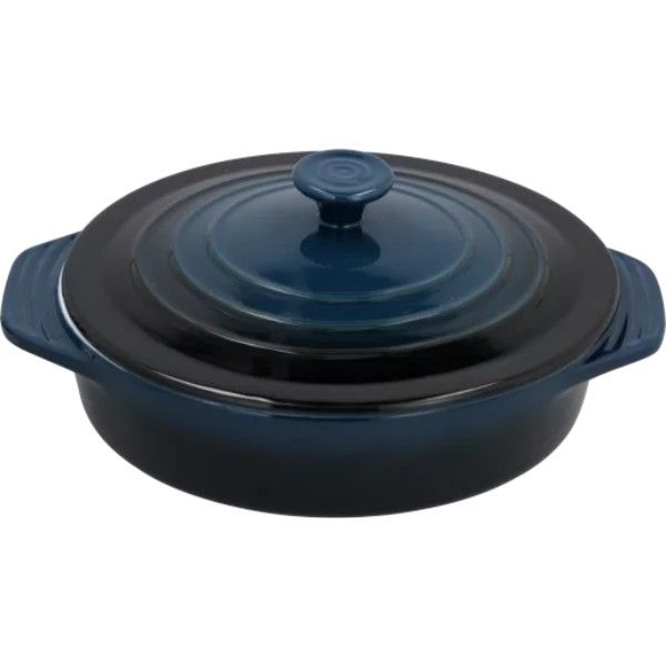 Home Discovery Blue Ceramic Round Casserole Dish With Lid 30.5cm
