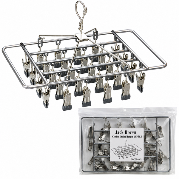 Jack Brown Stainless Steel Clothes Drying Hanger with 28 Pegs
