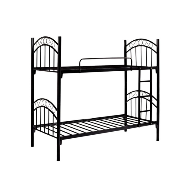 Stylish Double Bunk Metal Bed Frame (Mattress Excluded) - Black