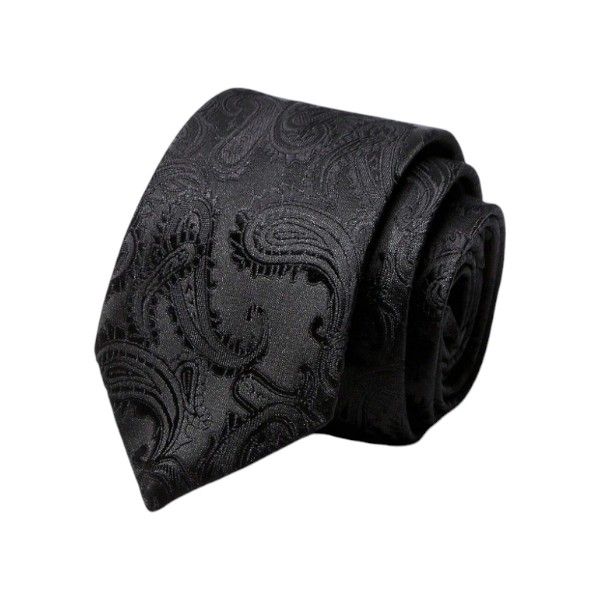 Mens Formal Tie With Paisley Pattern - Black