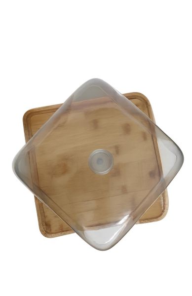 Elegant Bamboo Bread/Cake Cover Tray with Acrylic Lid