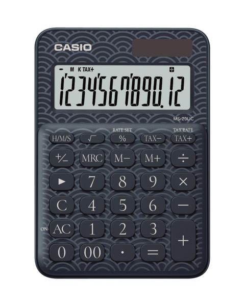 CASIO MS-20UC 12 Digit Desktop Calculator - Limited Edition Seigaiha Blue