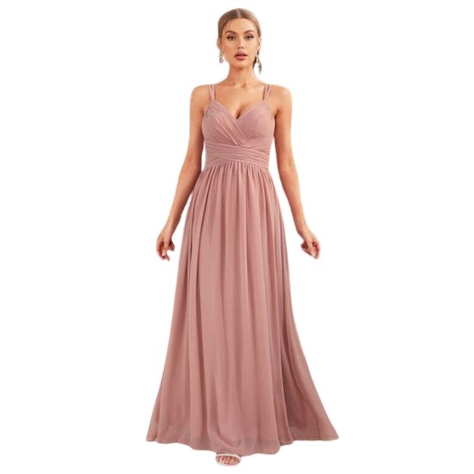Guipure Lace Insert Chiffon Dusty Pink Dress - Large 12/14 | Shop Today ...
