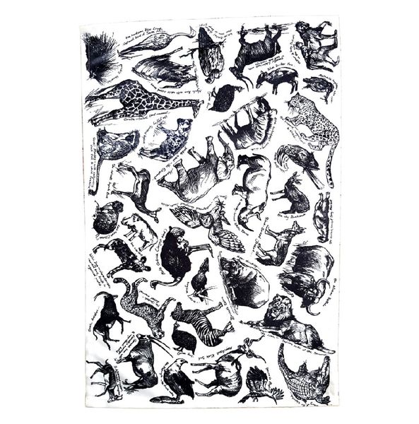 Animal Sketch Tea Towel Dish Cloth 67x44,5cm