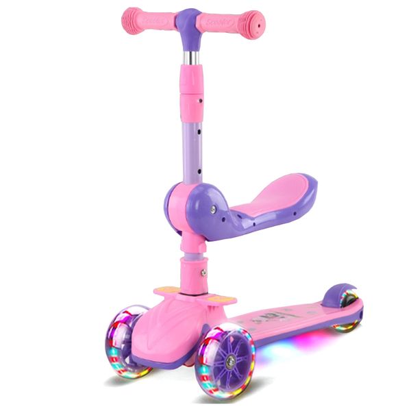 Kids Scooter Foldable/Adjustable with Seat and Flashing Wheel Lights