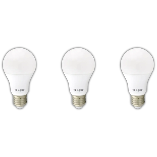 Flash 9W LED A60 Bulb E27 6000K- 3 Pack