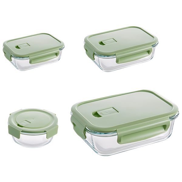 4pcs Glass Food Storage Containers Glass Meal Prep Containers for Microwave