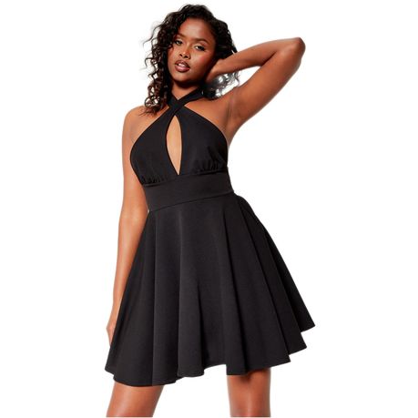 Ladies black skater dress best sale