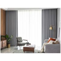 Readymade Blackout Bedroom Eyelet Curtain - Plain Grey - 140W X 230 H