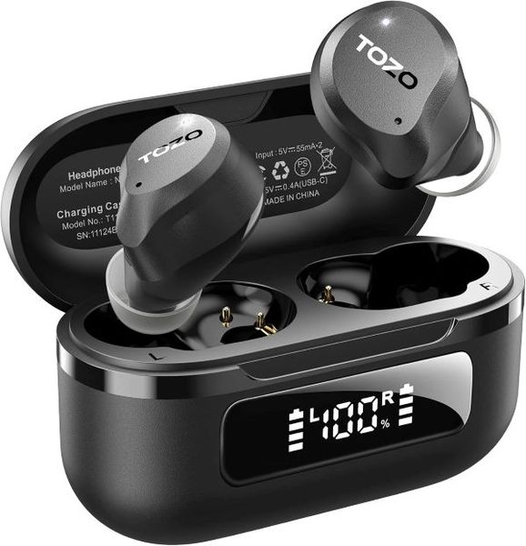 TOZO Aero Sound Bluetooth Earphones with Active Noise Cancelling | Black
