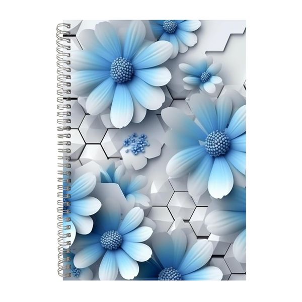 White Honeycomb Blue Flowers 5 Notebook Gift Idea A4 Notepad Pad 103