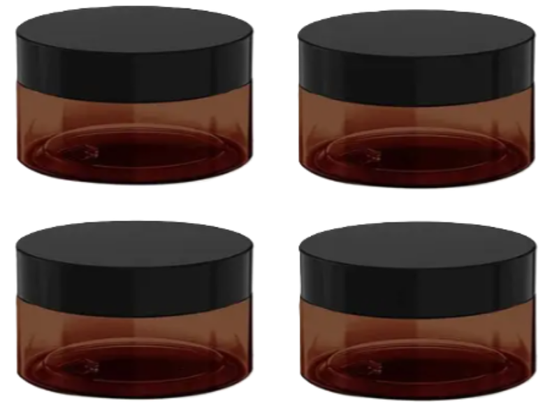 4 x 100ml Amber Reusable Containers with Lids