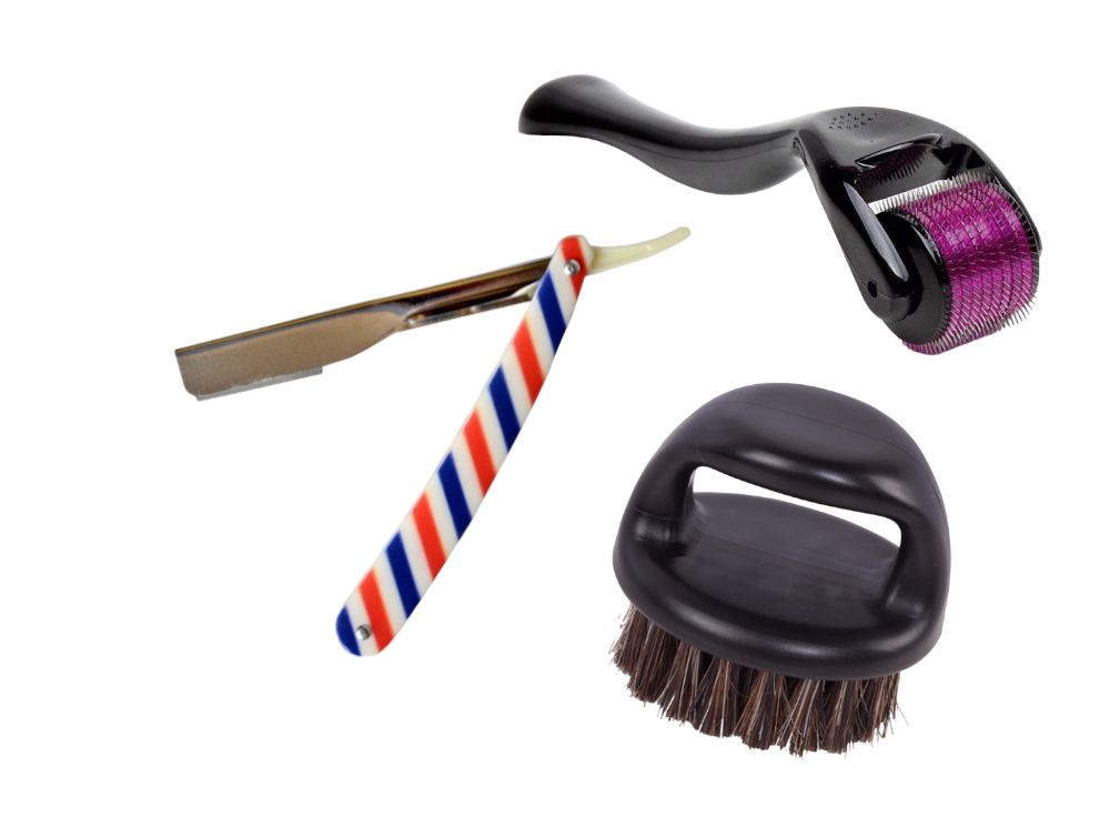 Mens Grooming Kit Barber Razor, Derma Roller 1mm, Finger Beard Brush Shop Today. Get it