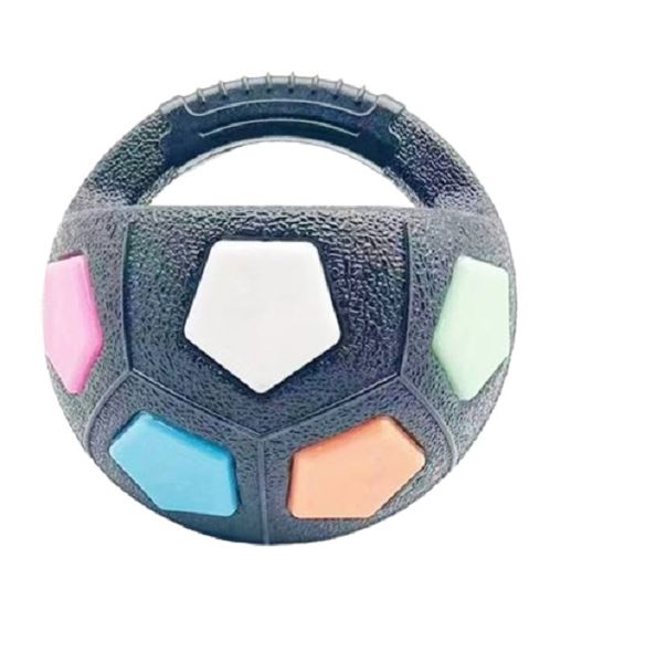 Floatable Rainbow Color Dog Toy W/ Squeaky Yellow Tennis Ball &amp; Tug Handle