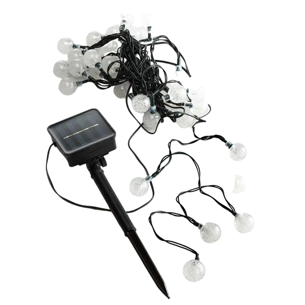 Multi-Color Solar Ball String Lights with 20 Warm White LEDs 5 Meter