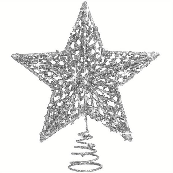 Gold Silver Glitter Christmas Tree Topper, 20cm Star Decoration