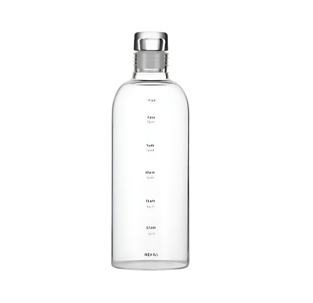 Transparent Glass Water Bottle With Time 750 ml