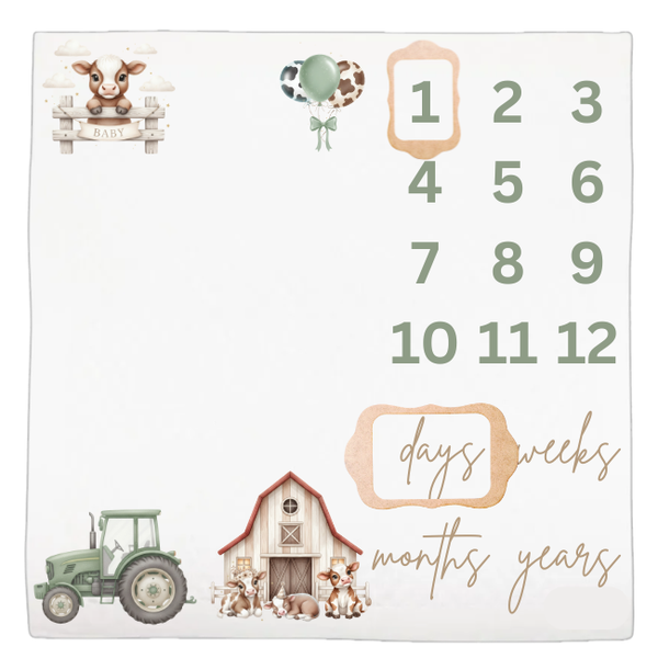 Baby Milestone Blanket Soft Memory Blanket-Farmer Pink