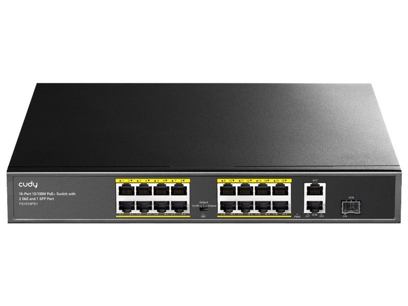 Cudy 18 Port with 16 PoE 190W 2 Gigabit 1SFP Combo Switch | FS1018PS1