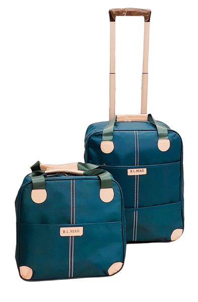 Blue Canvas Travel Trolley Bag with Toiletry Bag