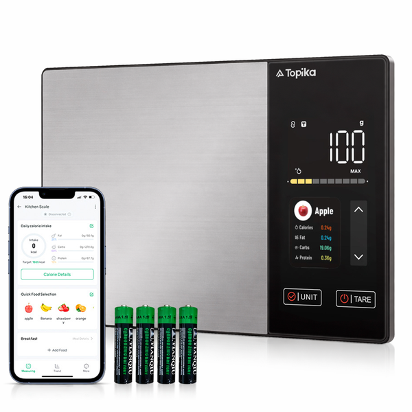 Topika Smart Nutrition Food Scale, App Sync &amp; Macro Tracking, 1g Precision