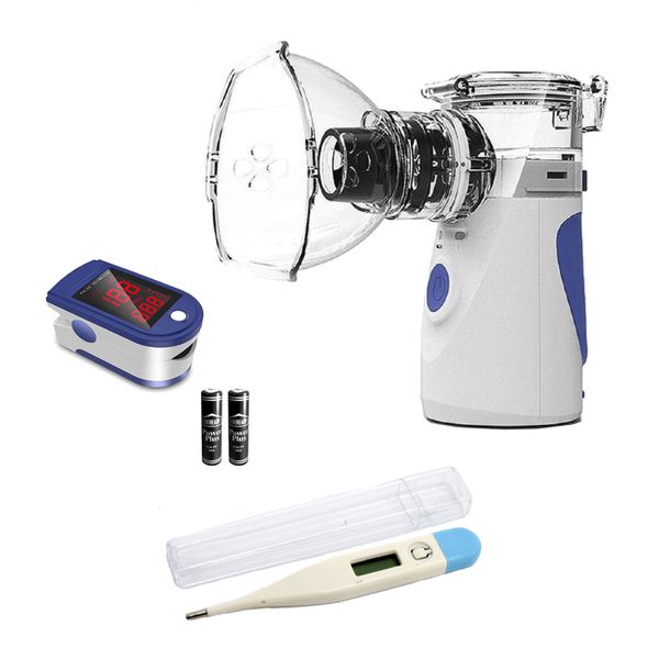 Mini Portable USB Ultrasonic Mesh Nebulizer - Thermometer &amp; Oximeter