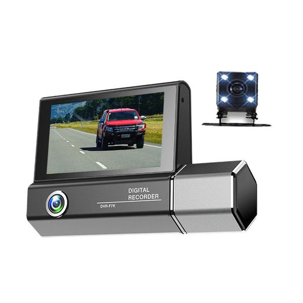 3 Camera Lens Car Dvr Dash Cam 170 Hd 1296P Nigh image