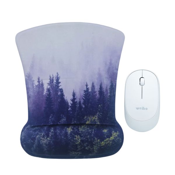 Ergonomic Forest Scenery Mouse Pad and Wireless Mouse