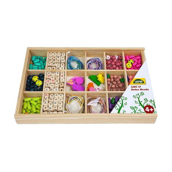 Lena Wooden Beads Arts &amp; Crafts Jewellery Set: ABC and Deco 315+ Pieces