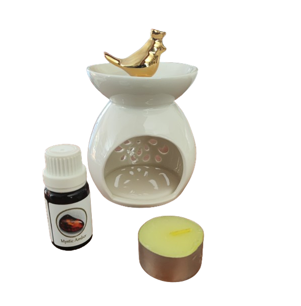 Gold Bird Ceramic Aromatherapy Oil Burner