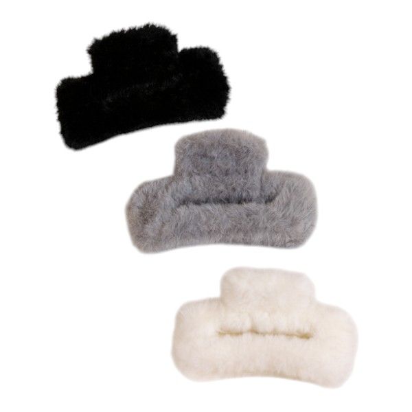 3-Piece Plush Large Square Hair Clip Set - Multicolor