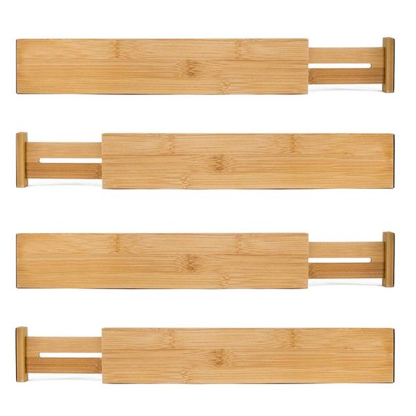 Pack of 4 Bamboo expandable drawer dividers - 56cm x 6cm