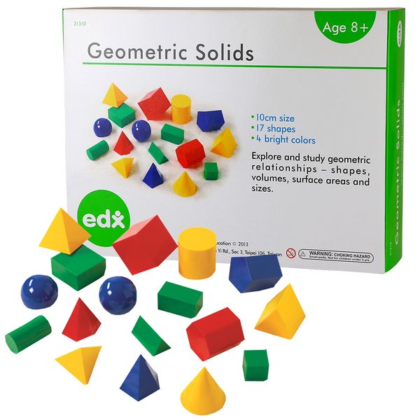 EDX Education Geometric Solids Plastic 10cm - 17 Piece