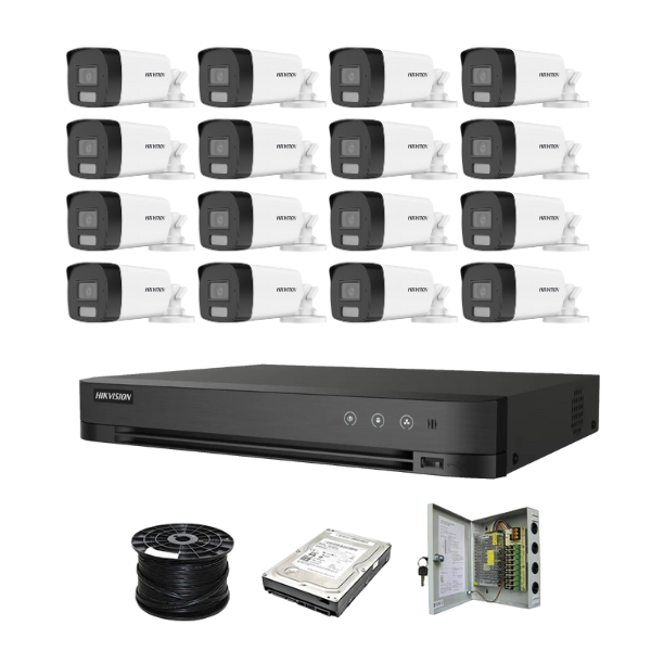 Hikvision 16ch 5MP Turbo HD kit - 16 x 3K 5MP Smart Hybrid Light Audio Cams