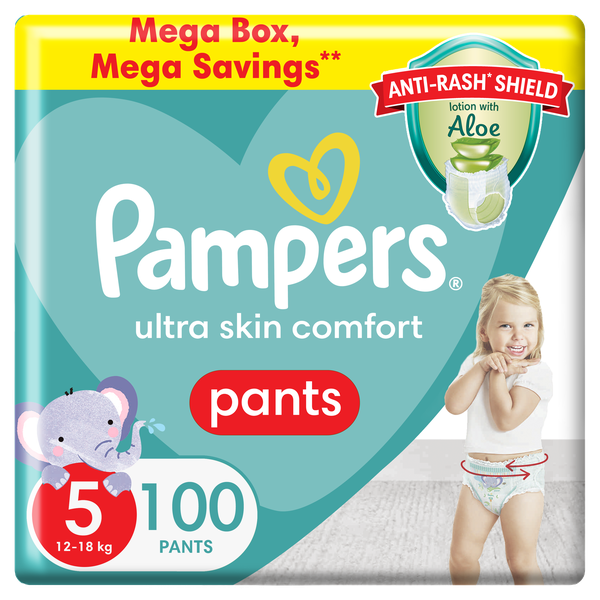 Pampers Anti-Rash Shield Pants Size 5 (12-18 kg) 100 Nappies