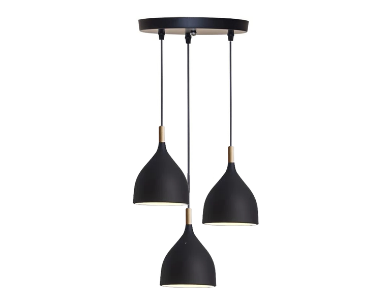 3 Black Round Bowl Pendant Light -EMS
