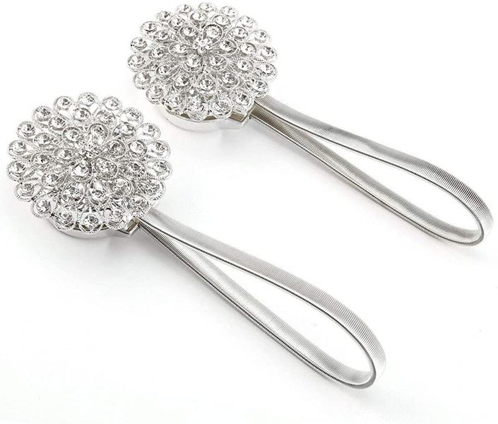 Stylish Magnetic Crystal Flower Curtain Tiebacks (2 Pieces)
