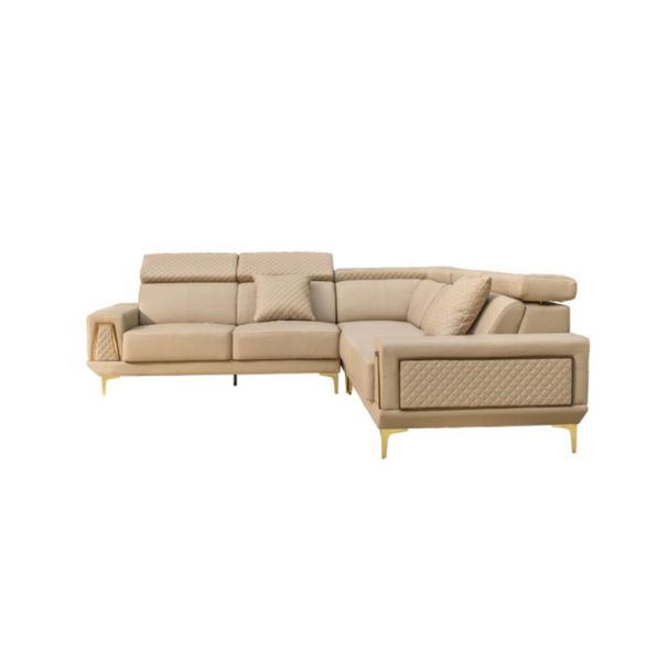 Meli Elegant Sofa with Gold Legs, Cushions Included