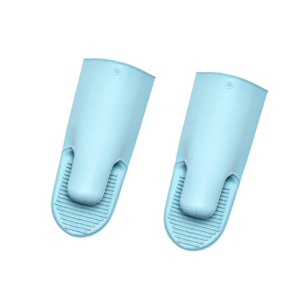 2 Pieces Of Silicone Kitchen Oven Mitts - Blue