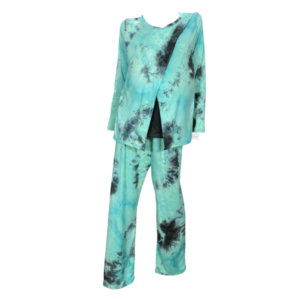Maternity&amp;Nursing -Winter Hospital Pajamas -Tie Dye-Sage
