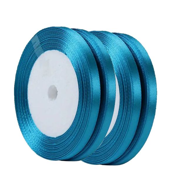 Satin Ribbon - 6mm Width -Peacock Blue- 88m - Bows and Wrapping